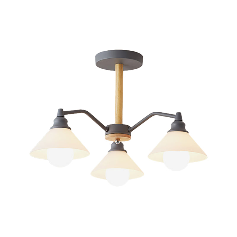Conical Shade Bedroom Hanging Lights Metal 3 Lights Modern Style Hanging Lamp