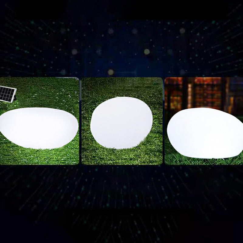 Stone Shaped Rechargeable Landscape Lamp Minimalist Plastic White LED Lawn Light for Yard