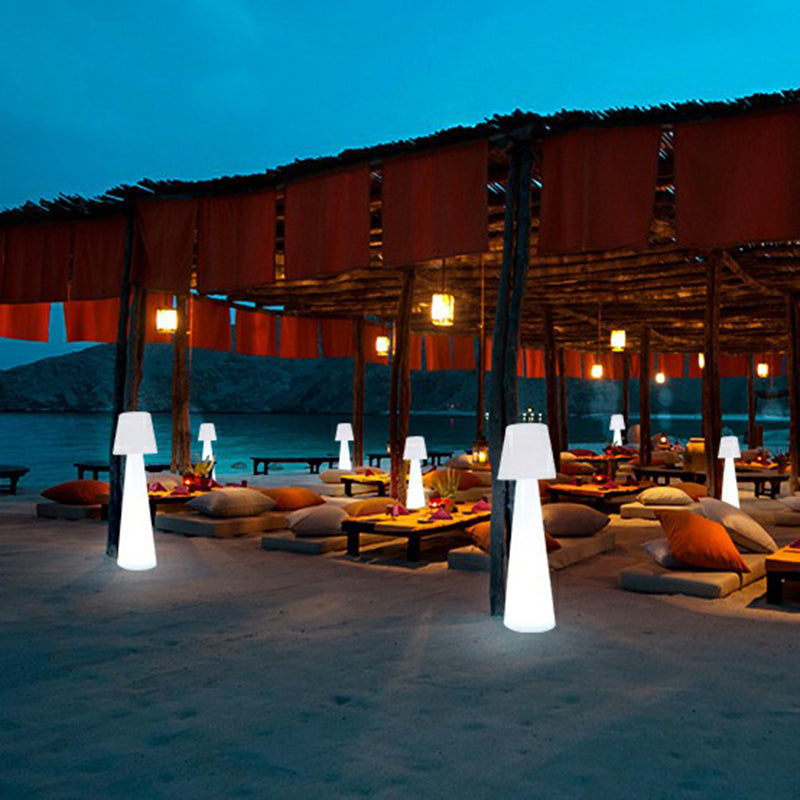 Mushroom Shaped Rechargeable Path Light Modern Plastic Outdoor Landscape Light in White