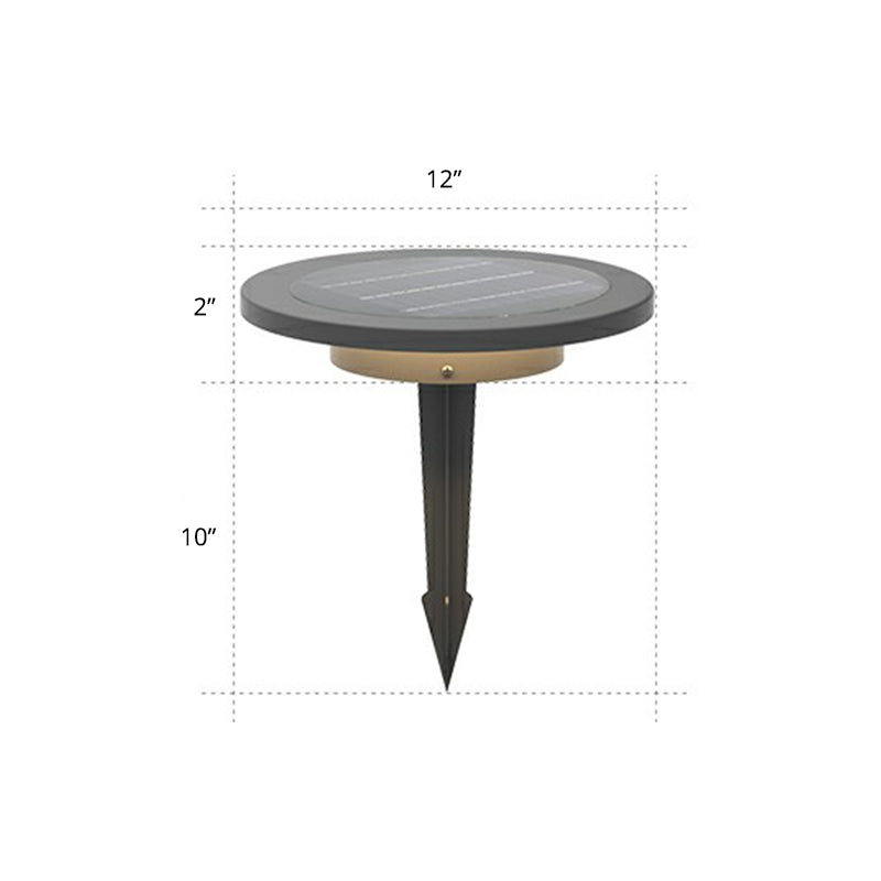 Matte Grey Disc Underground Lamp Nordic Aluminum Solar LED Path Light with Stake
