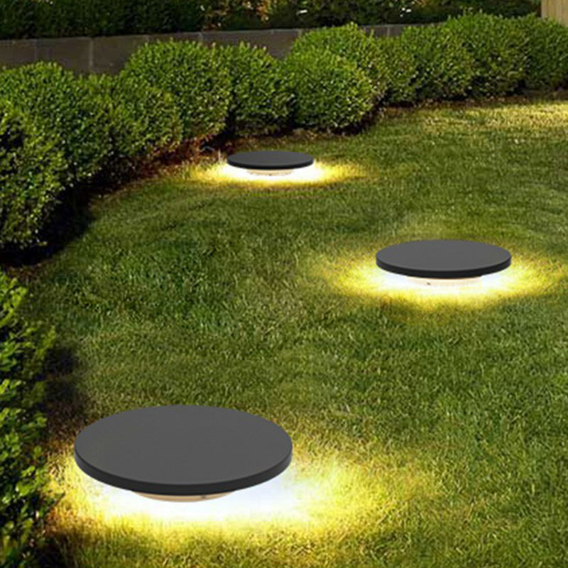 Matte Grey Disc Underground Lamp Nordic Aluminum Solar LED Path Light with Stake
