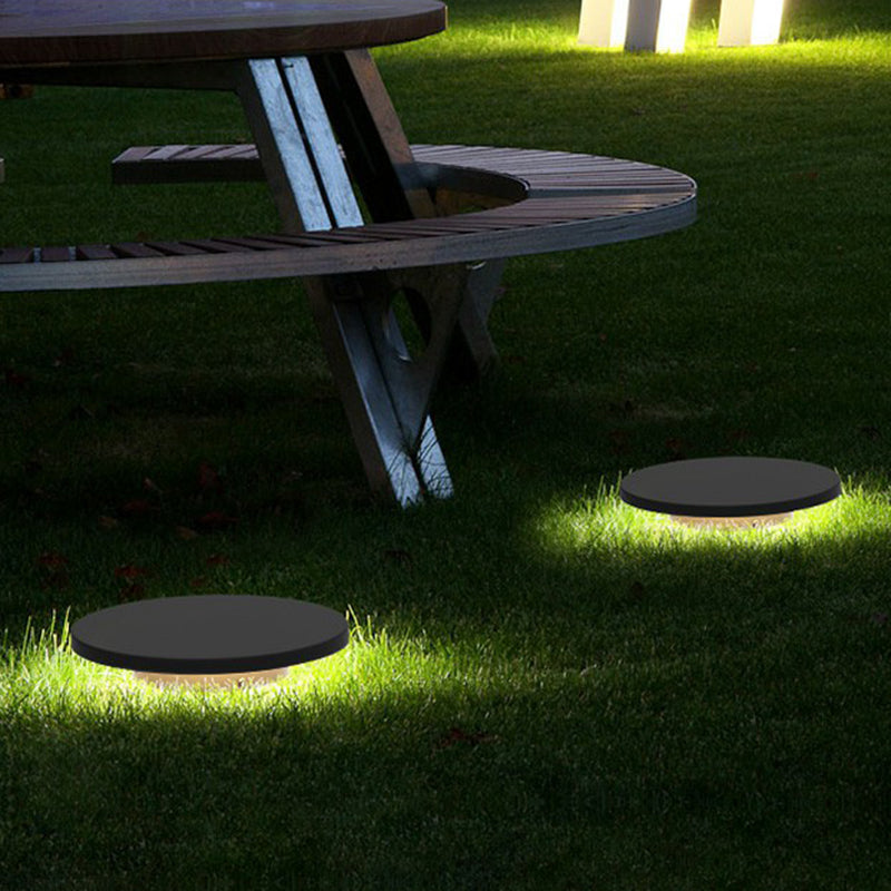 Matte Grey Disc Underground Lamp Nordic Aluminum Solar LED Path Light with Stake