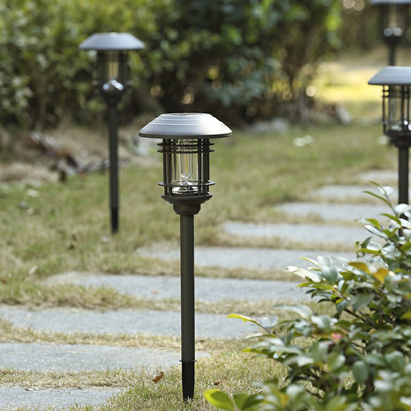 Minimalist House Shaped Stake Light Plastic Garden Solar LED Pathway Lamp in Smoke Grey