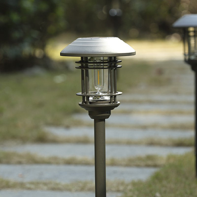 Minimalist House Shaped Stake Light Plastic Garden Solar LED Pathway Lamp in Smoke Grey
