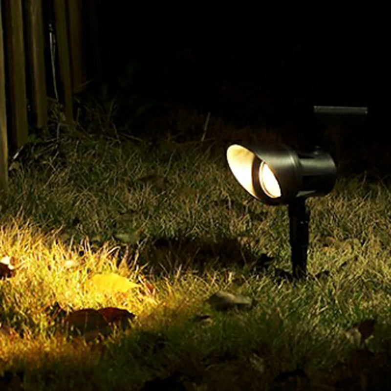 Plastic Angled Shade Spotlight Modern Black Solar Powered LED Stake Light for Patio