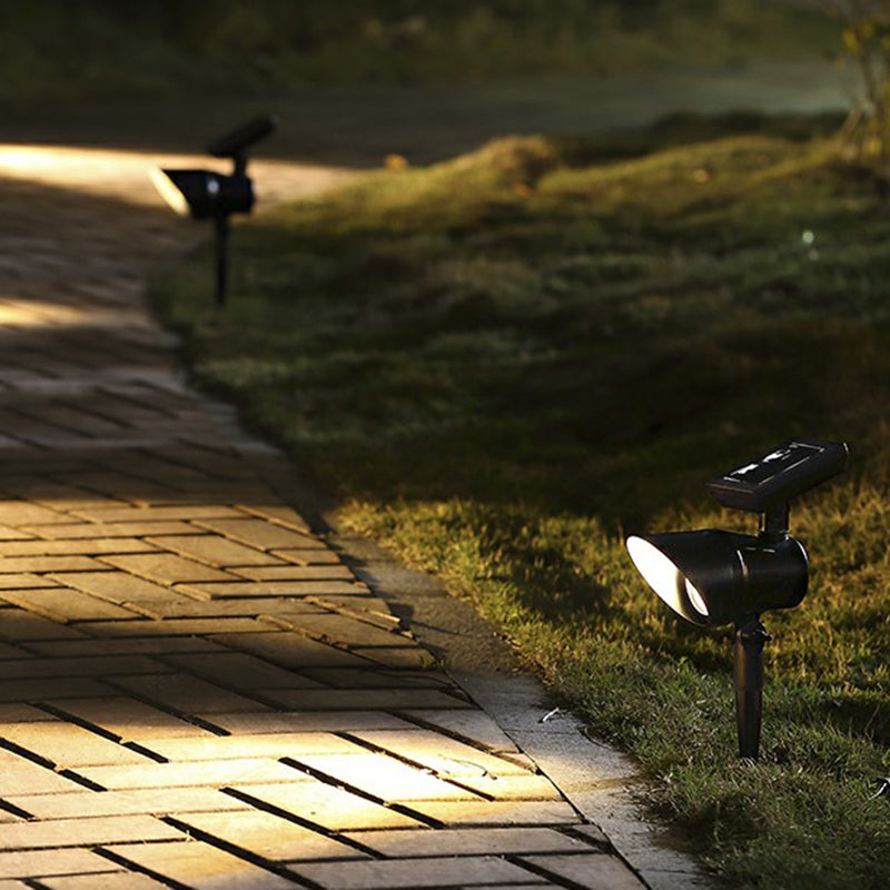 Plastic Angled Shade Spotlight Modern Black Solar Powered LED Stake Light for Patio