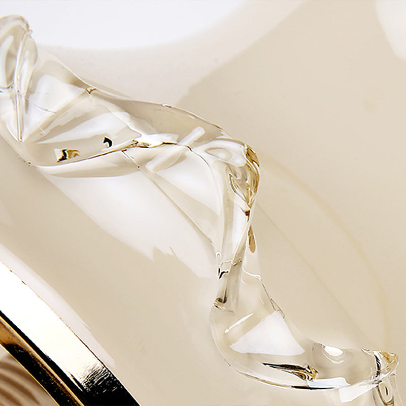 Simplicity Flared Wall Mount Lighting Single Matte White Glass Sconce Light in Gold