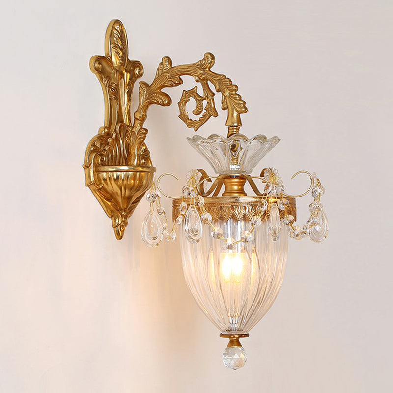 Finitura dorata Muratura Light Country francese Ribellino trasparente in vetro a campana a forma di parete per corridoio