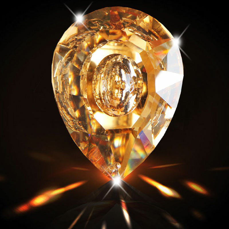 3-Licht-Schüssel-Deckenleuchte, Retro-Bernsteinglas-Einbauleuchte mit Kristalltropfen