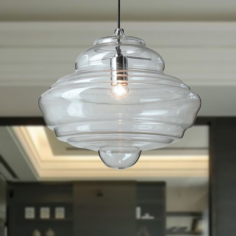 Spool contemporaneo/a sospensione Luce a sospensione Clear/Blu Fuffle Glass 1 Luce Luce a soffitto appeso