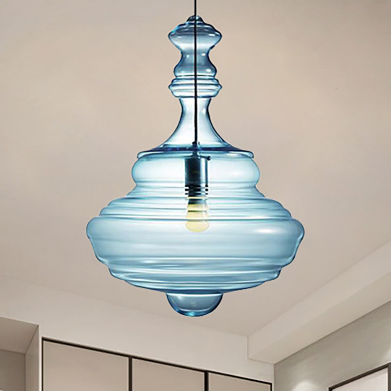 Spool contemporaneo/a sospensione Luce a sospensione Clear/Blu Fuffle Glass 1 Luce Luce a soffitto appeso