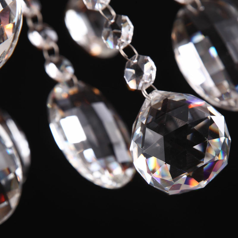 6-Light Candle Chandelier Traditional Clear-Red Crystal Hanging Light Fixture for Living Room