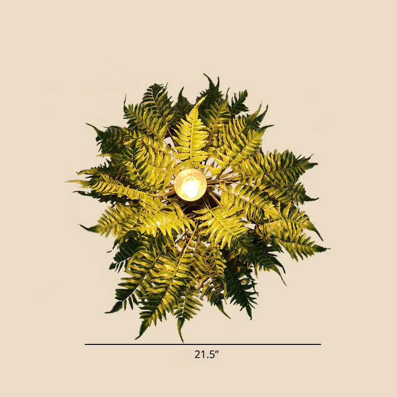 Einzel Wagenradwand Lampe Industrial Metallwandmontiertes Licht mit künstlichen Pflanzen -Deko