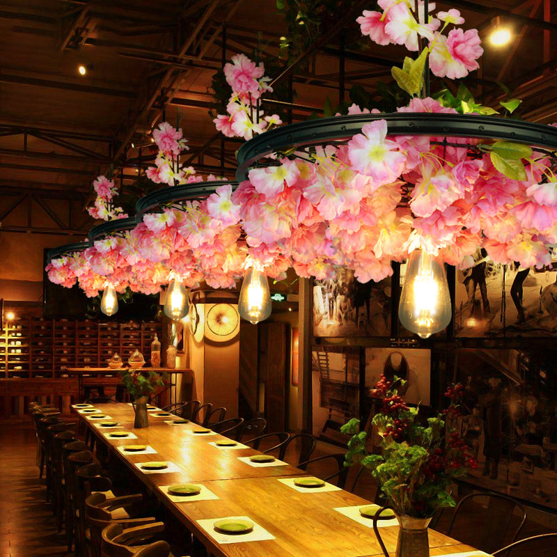 Wielrestaurant ophanging verlichtingsarmatuur industrieel metaal 1 kop zwarte hanger met kunstmatige plant