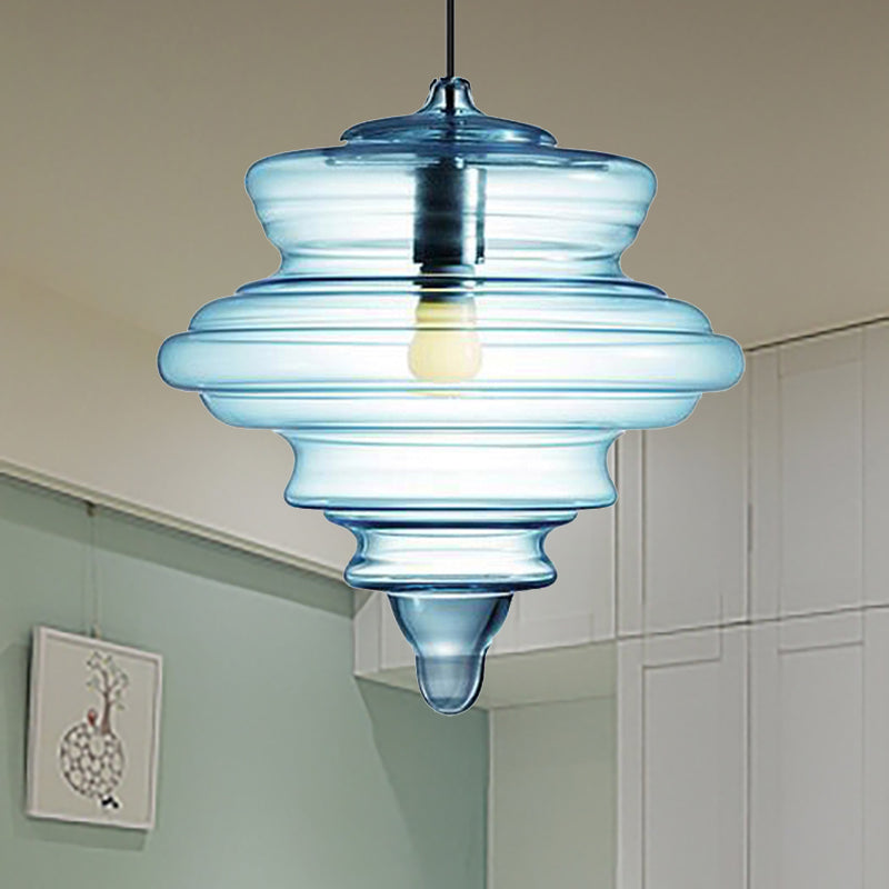 Spool contemporaneo/a sospensione Luce a sospensione Clear/Blu Fuffle Glass 1 Luce Luce a soffitto appeso
