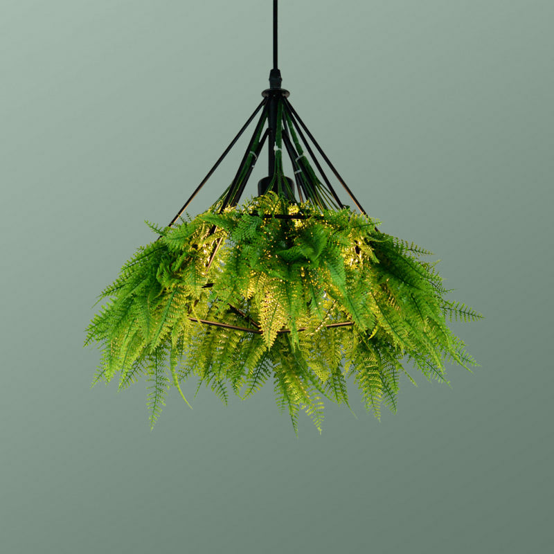 Diamantkooi met één bulpkooi hangende lichtkit industriële ijzeren plafond hanger met decoratieve plant