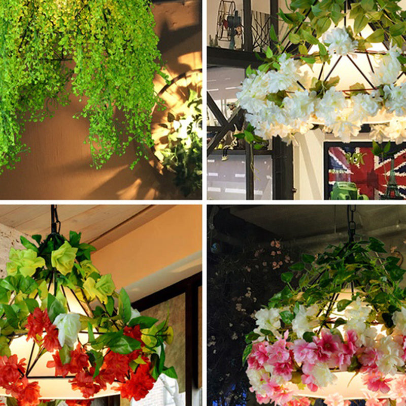 Diamantkooi met één bulpkooi hangende lichtkit industriële ijzeren plafond hanger met decoratieve plant