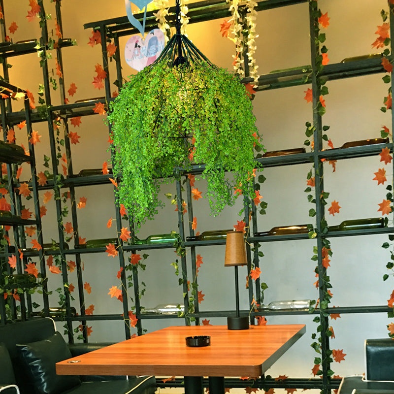 Diamantkooi met één bulpkooi hangende lichtkit industriële ijzeren plafond hanger met decoratieve plant