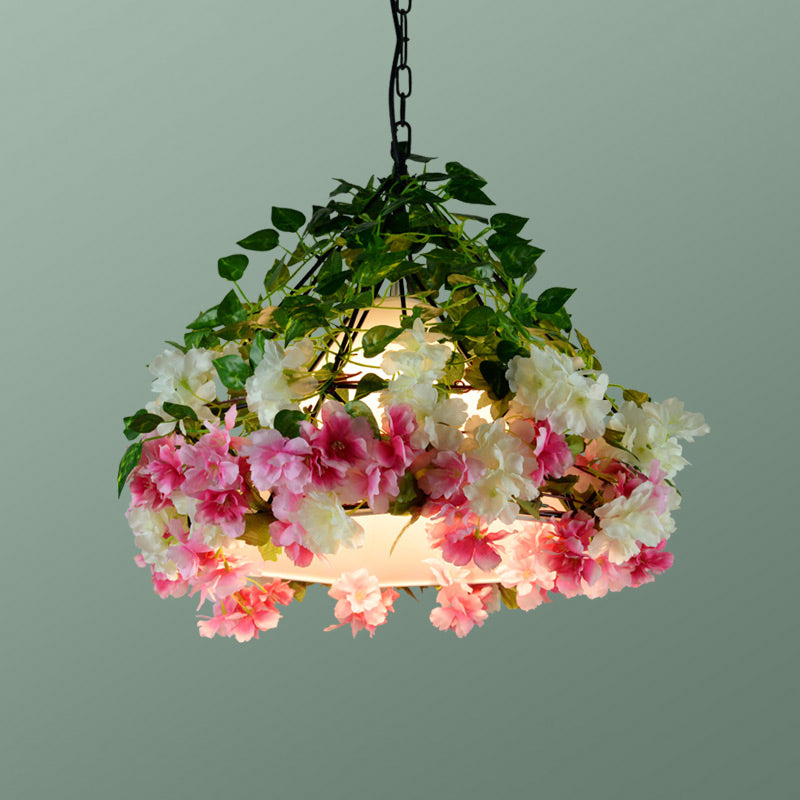 Diamantkooi met één bulpkooi hangende lichtkit industriële ijzeren plafond hanger met decoratieve plant