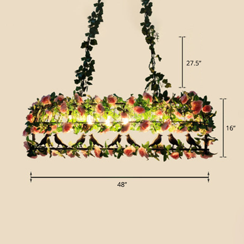 Industrial Artificial Botanic Hanging Lamp Metal Chandelier Light Fixture for Restaurant