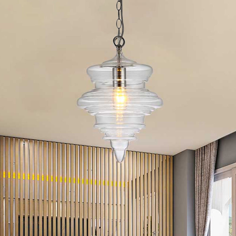Spool contemporaneo/a sospensione Luce a sospensione Clear/Blu Fuffle Glass 1 Luce Luce a soffitto appeso