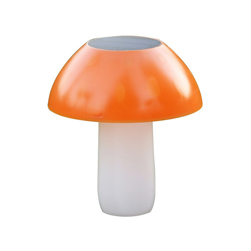 Cartoon Mushroom Shaped LED Solar Landscape Lamp Plastic Garden Ground Light in Orange