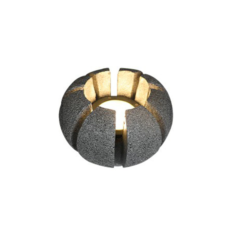Grey Stone Shaped Ground Lamp Modernist Resin LED Lawn Lighting for Garden Pathway