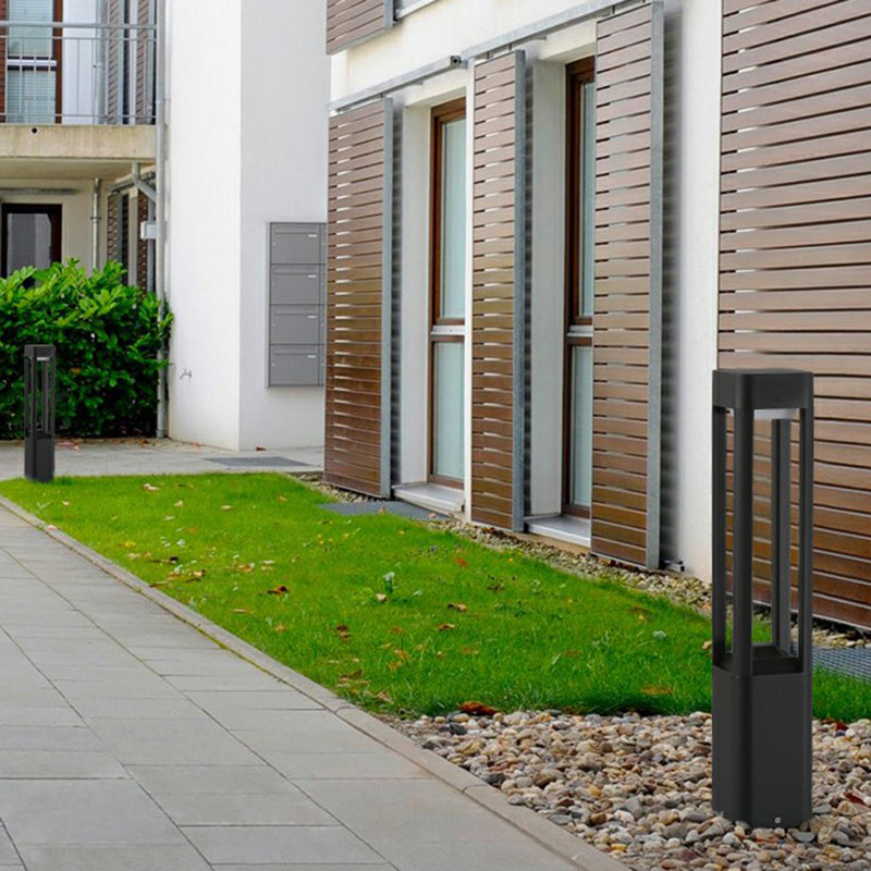 Cuboid Garden Solar Pathway Lamp Metallic Modernism LED Landscape Light in Black