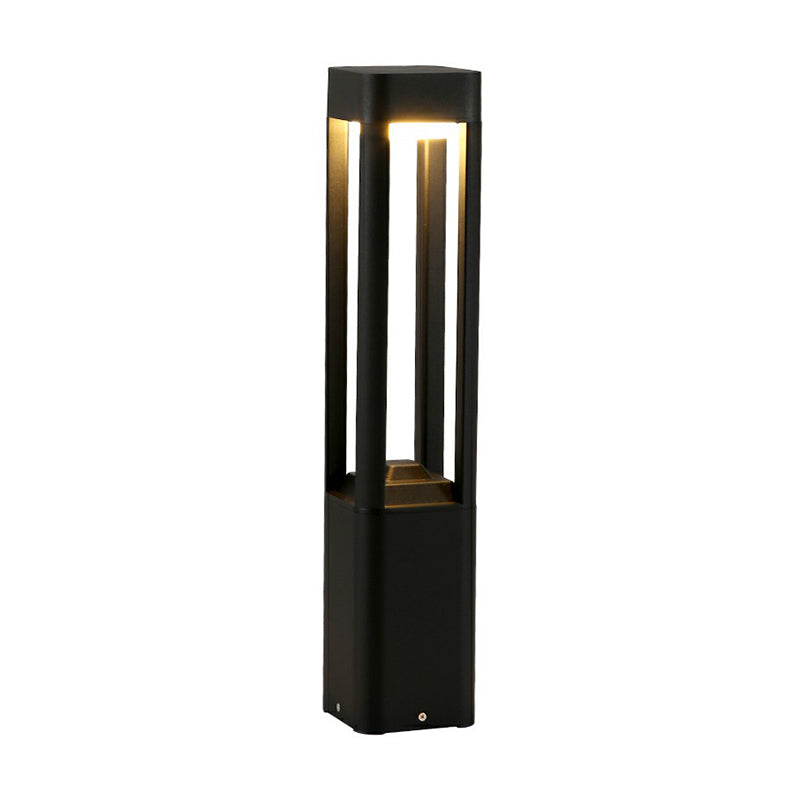 Cuboid Garden Solar Pathway Lamp Metallic Modernism LED Landscape Light in Black