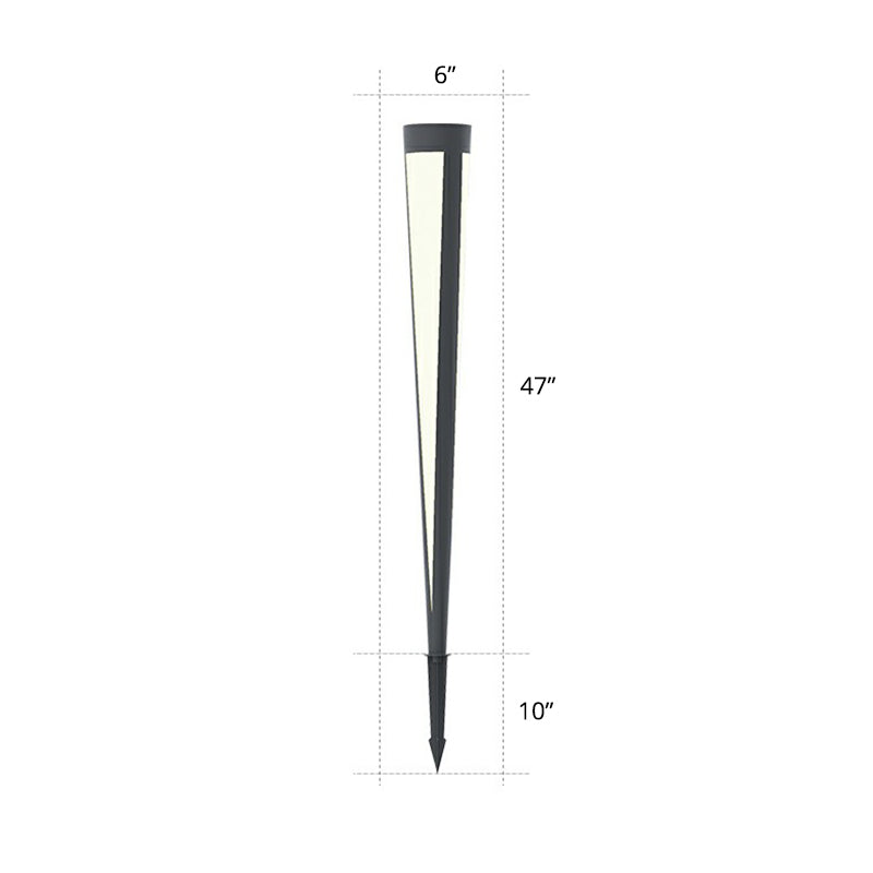 Plastic Tapered Solar Ground Lighting Modern Style Grey LED Stake Lamp for Courtyard