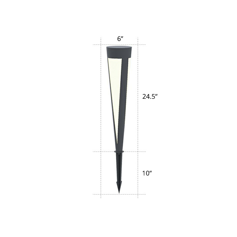 Plastic Tapered Solar Ground Lighting Modern Style Grey LED Stake Lamp for Courtyard