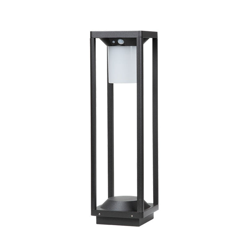 Black Open Frame LED Path Lamp Contemporary Metal Solar Ground Light for Outdoor