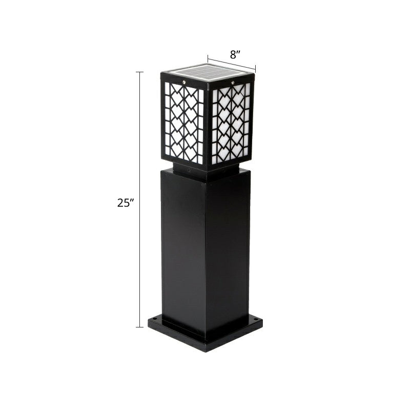 Metal Block Solar Ground Lamp Modernism Black-White LED Lawn Lighting for Courtyard