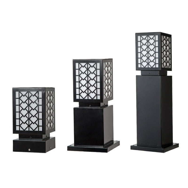 Metal Block Solar Ground Lamp Modernism Black-White LED Lawn Lighting for Courtyard