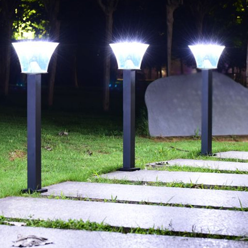 Pagoda Shaped Outdoor Lawn Light Plastic Minimalist Solar LED Ground Light in Black