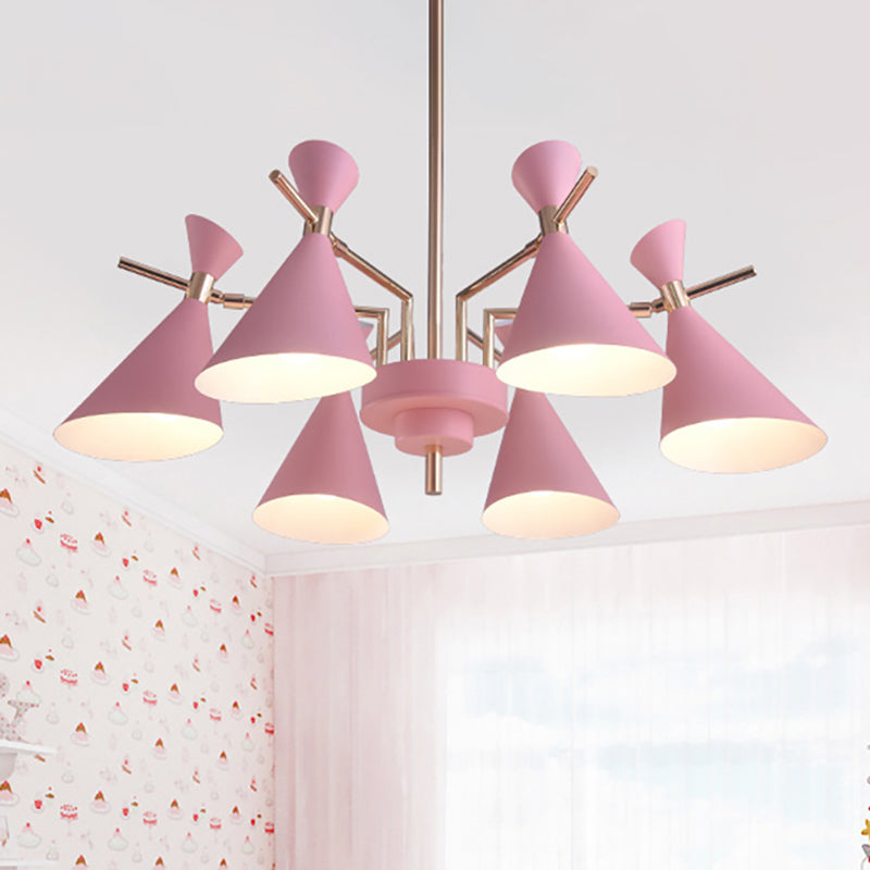 Bedroom Horn Shape Hanging Ceiling Lamp Metal Modern Style 6 Lights Hanging Chandelier