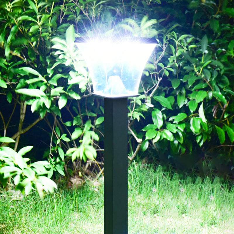 Pagoda Shaped Outdoor Lawn Light Plastic Minimalist Solar LED Ground Light in Black