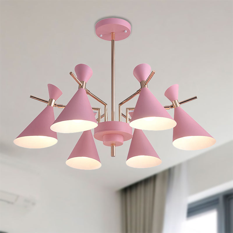 Bedroom Horn Shape Hanging Ceiling Lamp Metal Modern Style 6 Lights Hanging Chandelier
