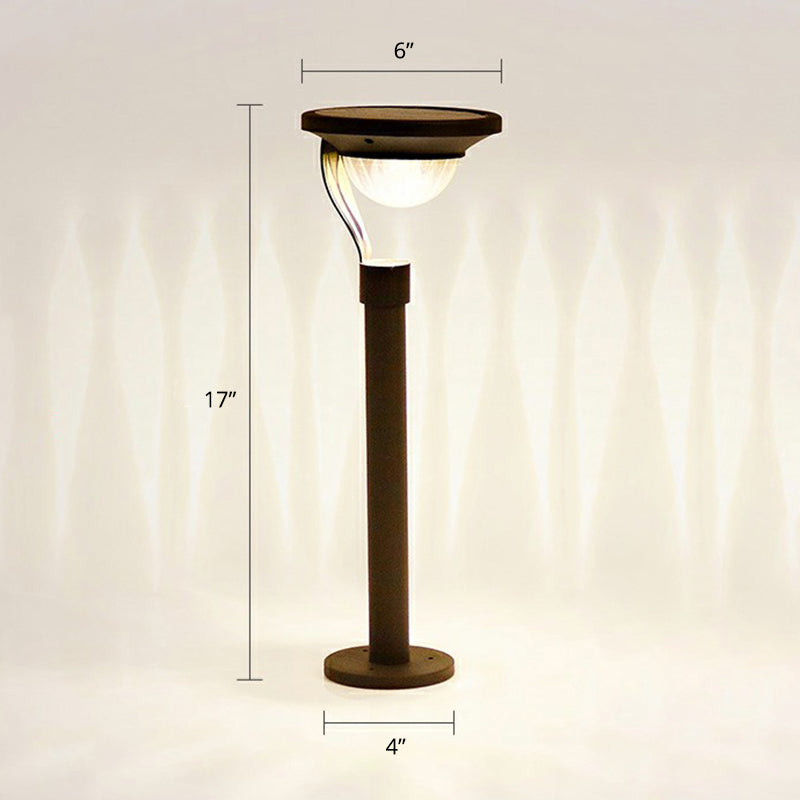 Dark Grey-Clear Bowl Shaped Solar Ground Lamp Modern Plastic LED Landscape Light for Outdoor