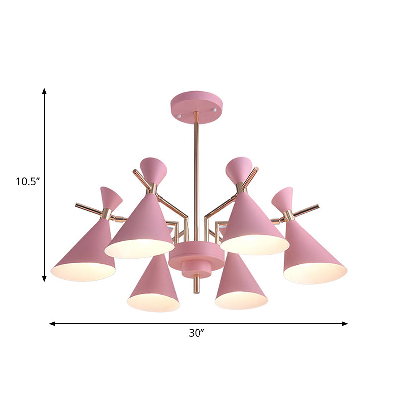 Bedroom Horn Shape Hanging Ceiling Lamp Metal Modern Style 6 Lights Hanging Chandelier