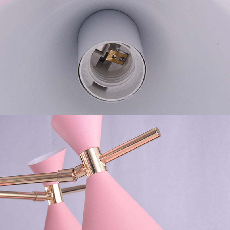 Bedroom Horn Shape Hanging Ceiling Lamp Metal Modern Style 6 Lights Hanging Chandelier