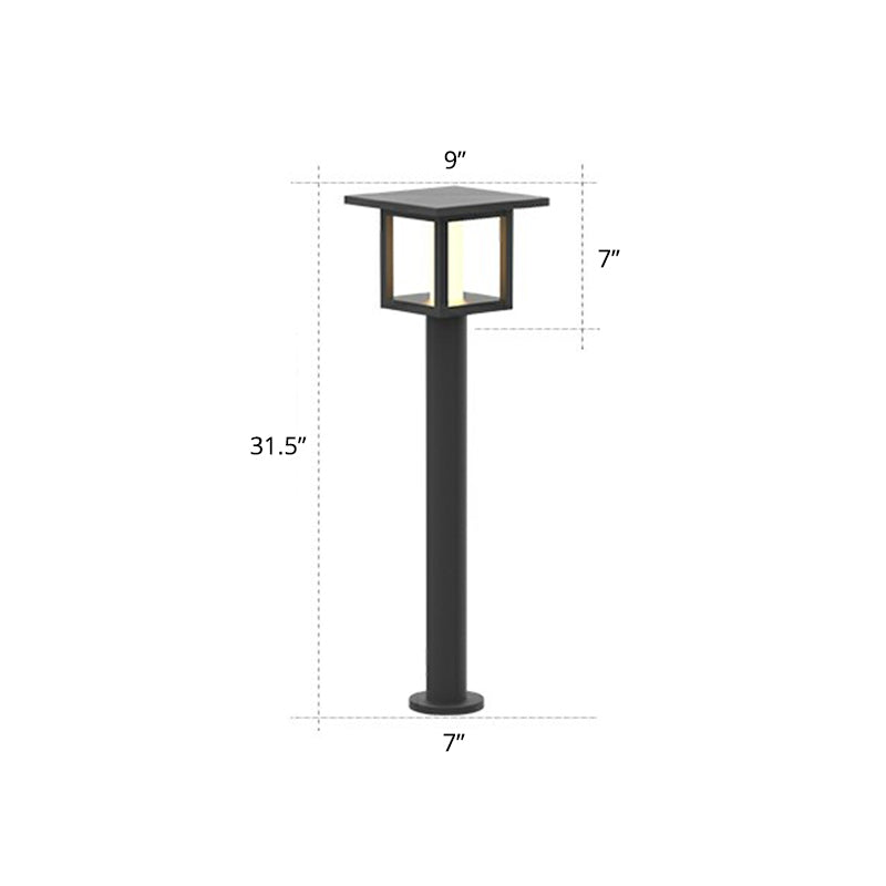 Matte Black Square Solar Lawn Light Minimalism White Glass LED Ground Lamp for Yard
