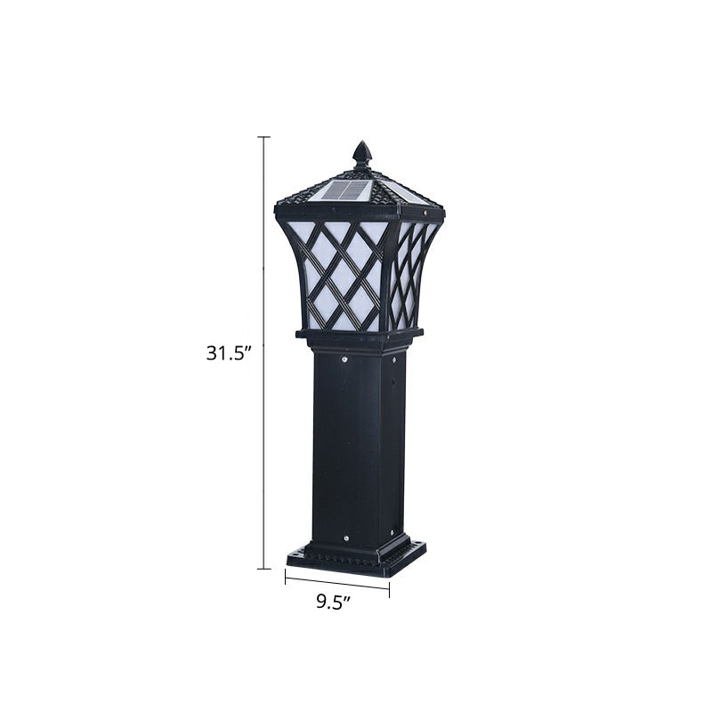Vintage Pagoda Solar Ground Lighting Metal LED Pathway Light in Black for Courtyard