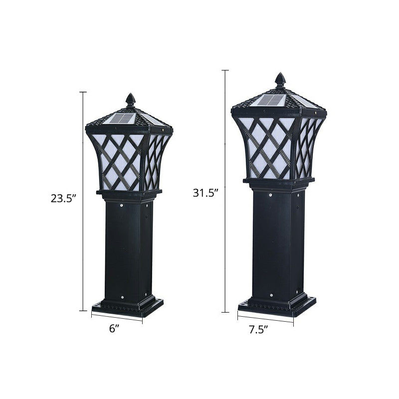 Vintage Pagoda Solar Ground Lighting Metal LED Pathway Light in Black for Courtyard