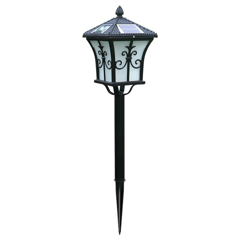 Pagoda Outdoor Solar Stake Lamp Retro White Glass LED Landscape Lighting for Decoration