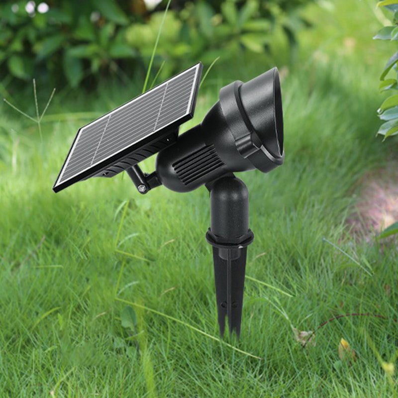 Modern Swivel Shade Solar Stake Light Aluminum Garden LED Ground Spotlight in Black