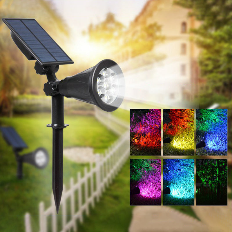 Conical Solar LED Stake Lighting Minimalist Plastic Garden Ground Spotlight in Black