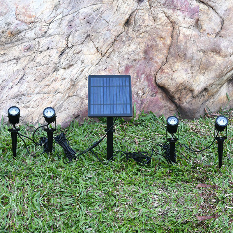 Cylindrical Aluminum Solar Spotlight Contemporary Black LED Stake Light for Garden
