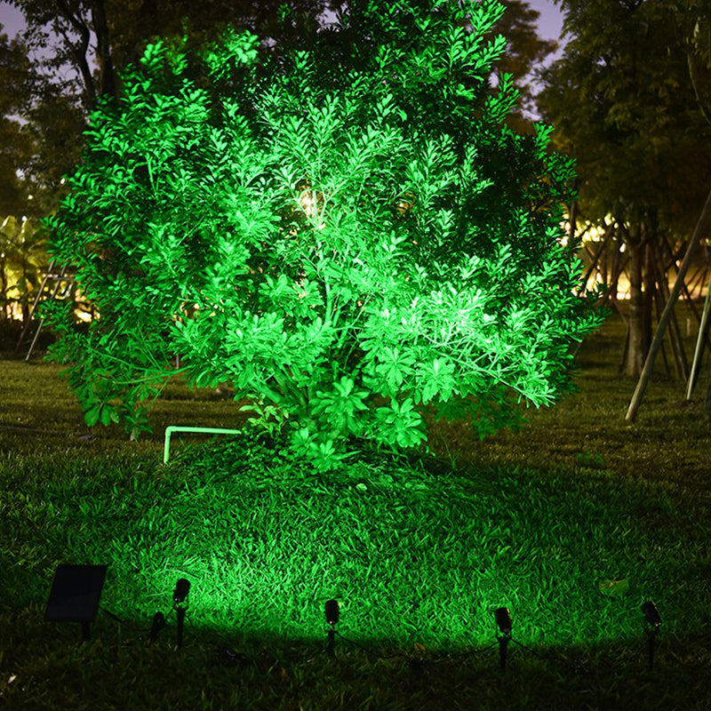 Cylindrical Aluminum Solar Spotlight Contemporary Black LED Stake Light for Garden