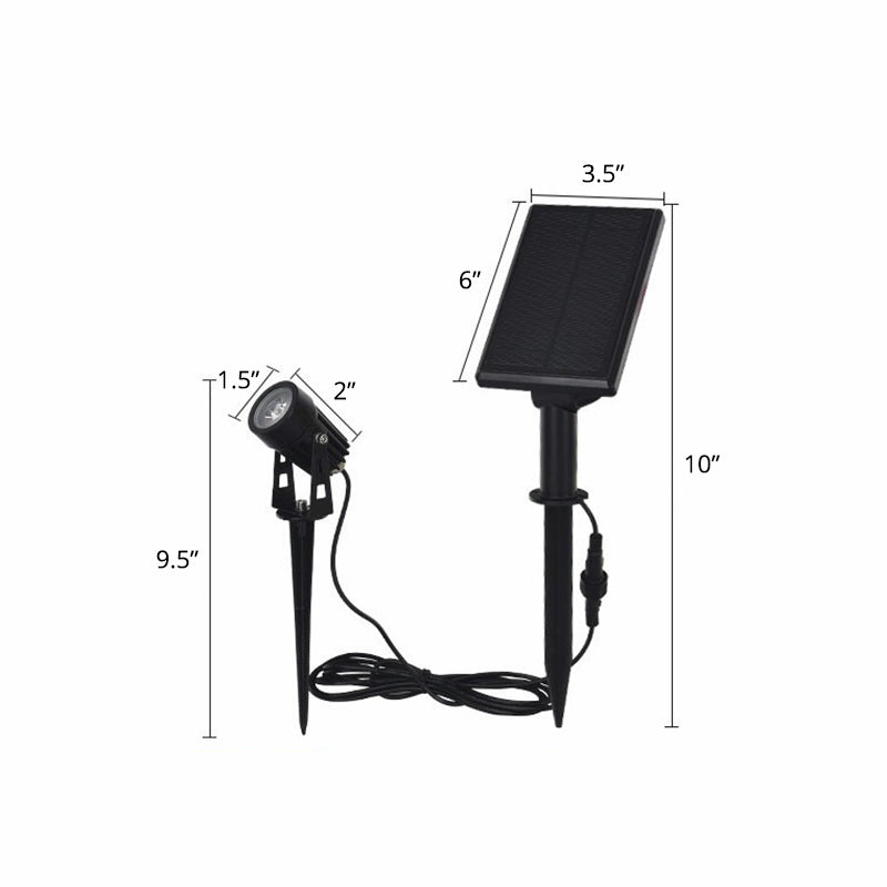 Cylindrical Aluminum Solar Spotlight Contemporary Black LED Stake Light for Garden